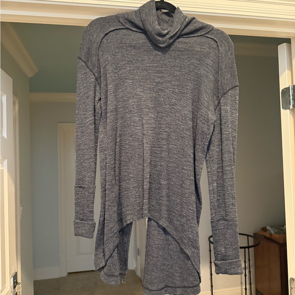 We The Free Charcoal Cowl Neck Top